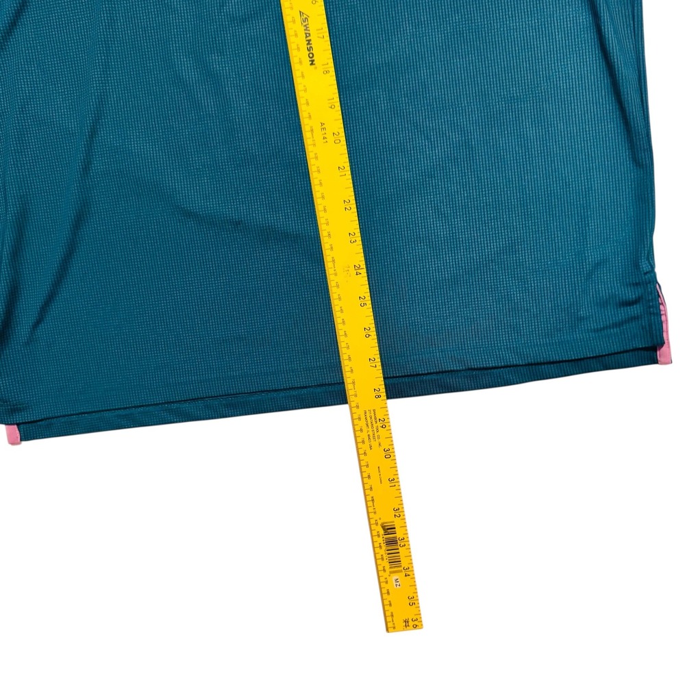Greyson Mens Teal Blue Micro Grid Performance Golf Polo Shirt Size Medium M - Picture 4 of 7